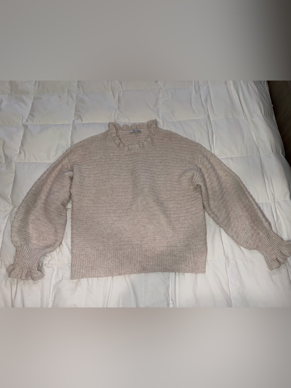 Madewell cream m Ruffle Turtleneck Sweater